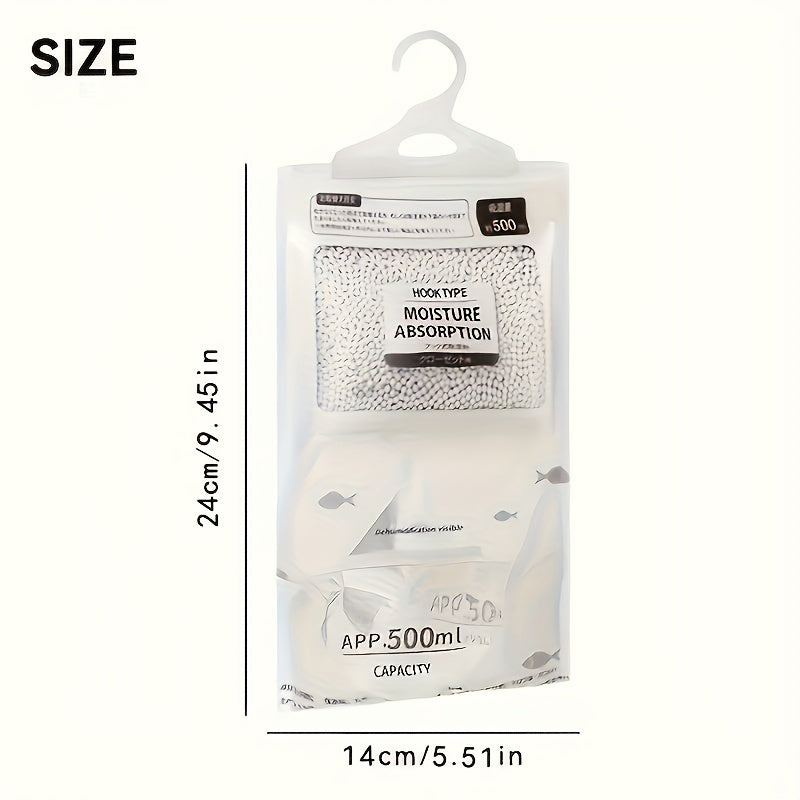 Bolsas deshumidificadoras de ropa y hogar de 500ml, absorción de humedad sin electricidad, paquete de 5, para armarios y hogares, absorbe la humedad, no requiere energía