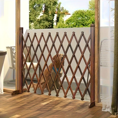 Cerca retráctil sin taladros, 1 unidad, longitud ajustable, madera tratada resistente a la intemperie con diseño de celosía para plantas trepadoras, decoración de jardín interior/exterior, pantalla de privacidad para patio y balcón