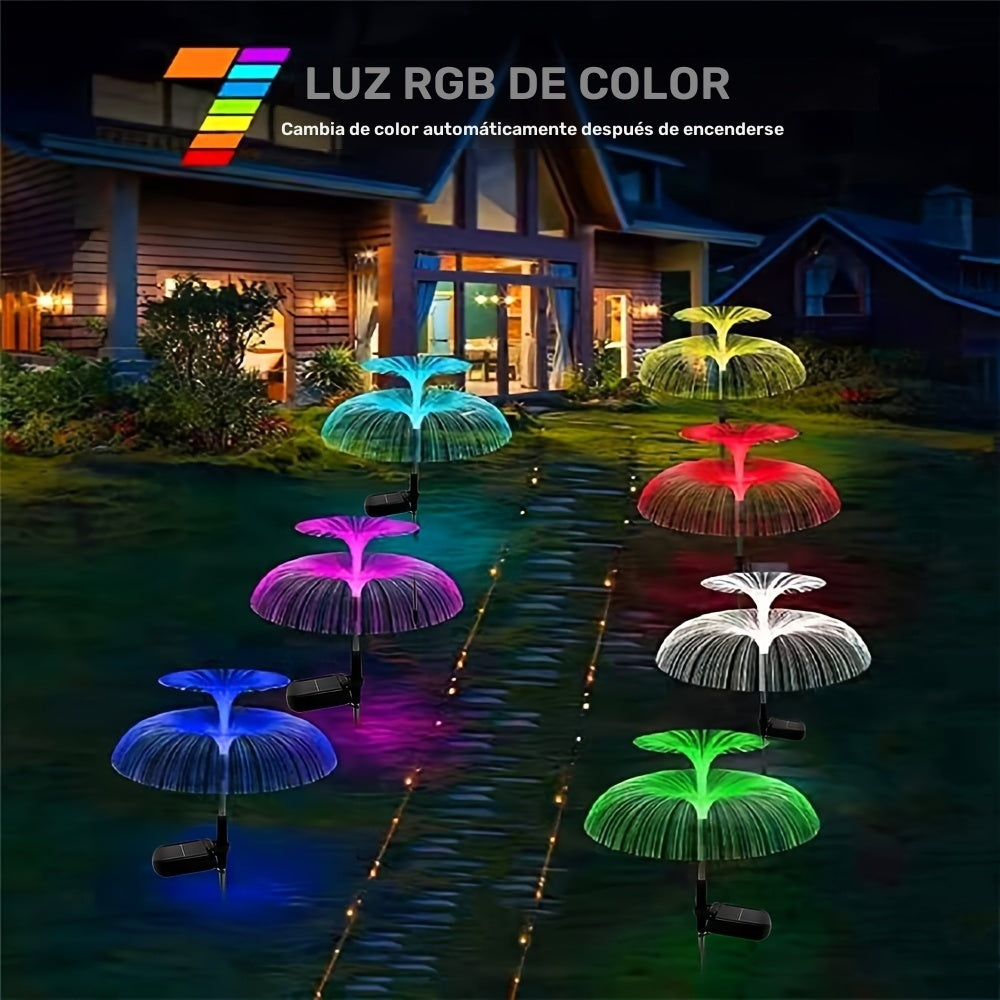1pz Luces Solares para Jardín Exterior, Luces de Medusa Cambiantes en 7 Colores, Luces Solares para Patio y Césped, Flores Solares, para Senderos, Patios, Jardines y Decoración Festiva