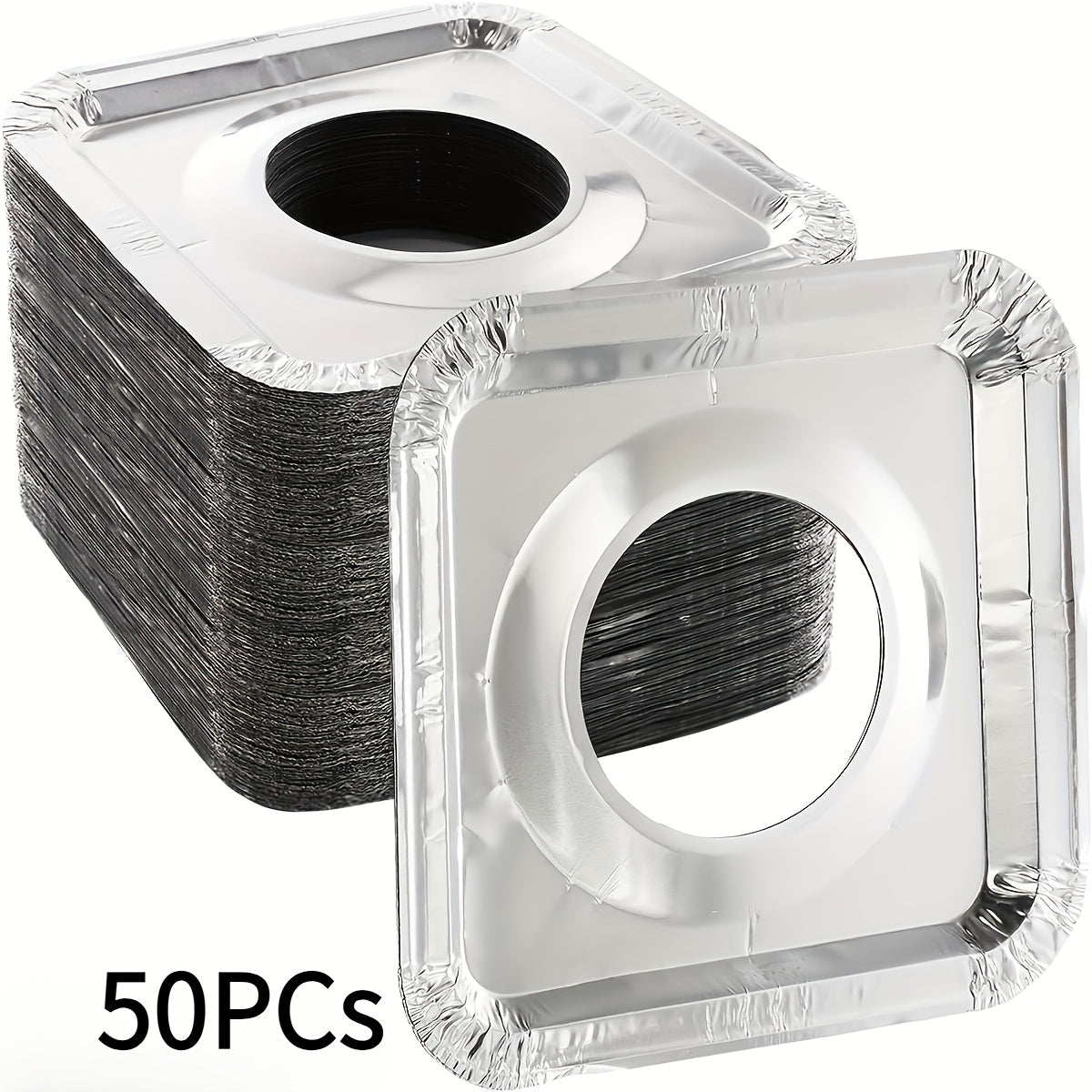 50 unidades de cubiertas de quemadores de estufa de gas desechables de alta resistencia - Protectores cuadrados de papel de aluminio para mantener aceite, grasa y fugas de comida alejados de las cocinas, protectores de la parte superior de la estufa