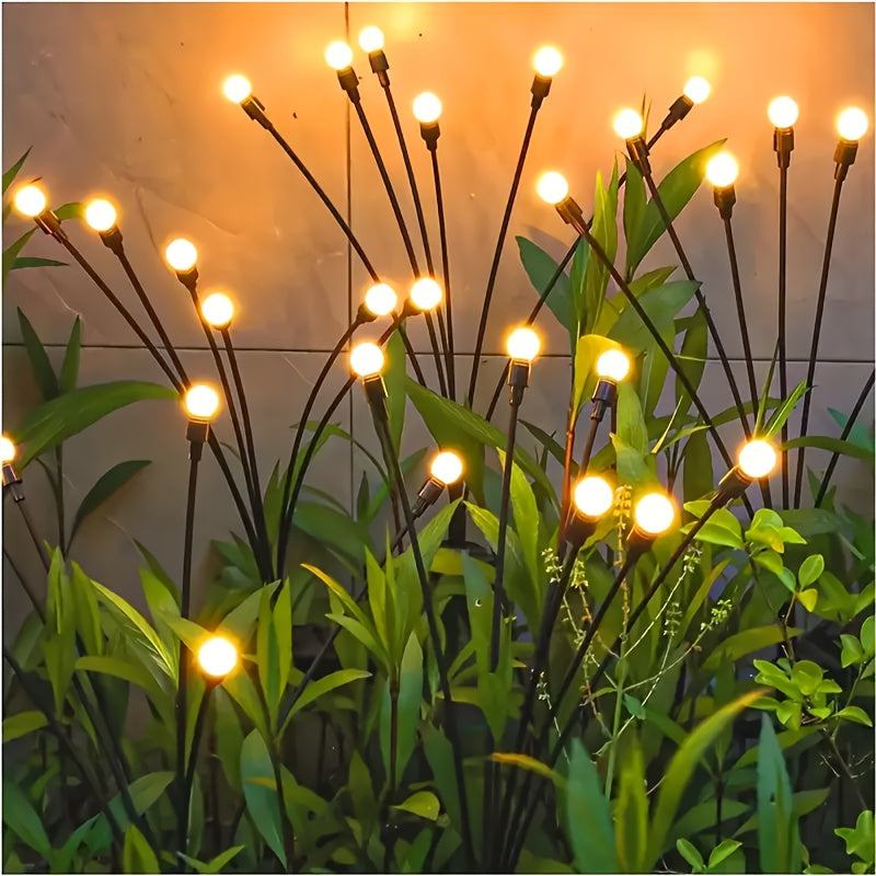 Luces solares de jardín LED, luces solares exteriores IP44, luces solares tipo luciérnaga, luces solares oscilantes para decoración de terraza y pasillo del jardín (blanco cálido)