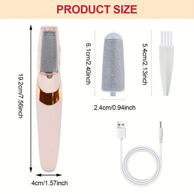Eliminador Eléctrico de Pies, Herramienta Profesional Recargable y Portátil para Pedicura, Kit de Lima Electrónica para Pies Suaves y Lisos - Regalo Ideal para Pies Duros, Agrietados y Secos en Color Beige Claro