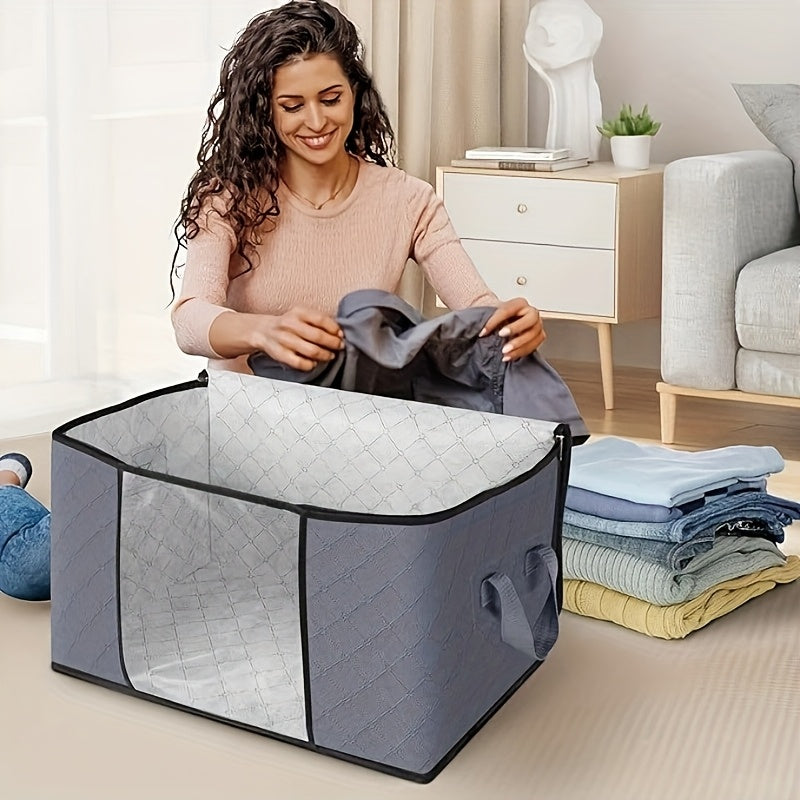 6 piezas Bolsas de Almacenamiento para Ropa, Bolsa Plegable para Mantas Gruesas, Organizador para Dormitorio y Armario, con Asas, Color Gris, Almacenamiento Debajo de la Cama