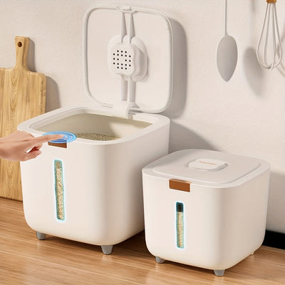 Contenedor Hermético de Alimentos 4.54KG/9.07KG - A Prueba de Humedad e Insectos, Dispensador Fácil con Medidor, Ideal para Arroz, Granos, Azúcar y Comida para Mascotas | Uso en Cocina, Hogar y Comercial | Contenedores de Plástico Duraderos Modernos