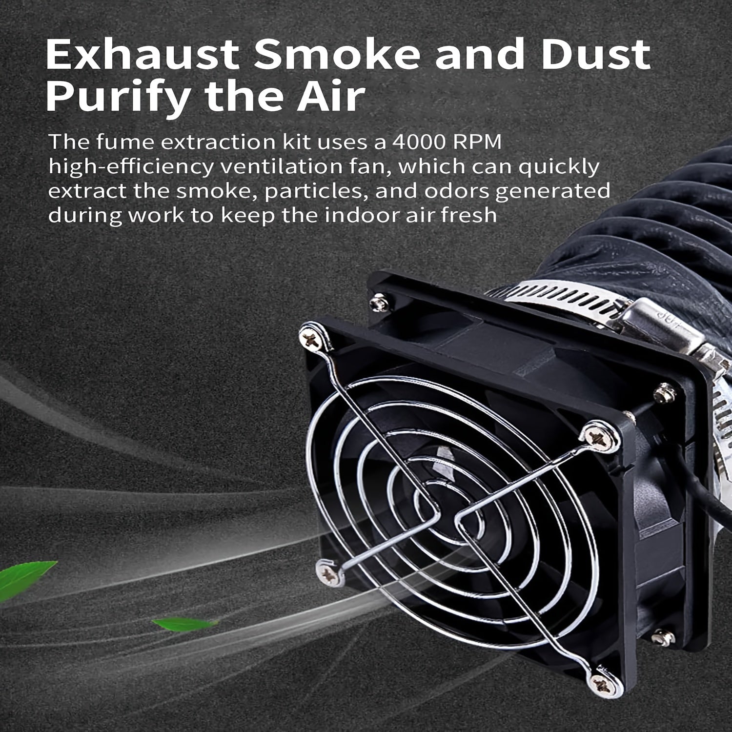 Kit de extracción de humos y ventilador de extracción de 1pieza para impresora 3D, ventilador de extracción de bajo ruido con alimentación USB y tubo de escape de plástico duradero, eliminación eficiente de humo, polvo y olores, incluye componentes elect