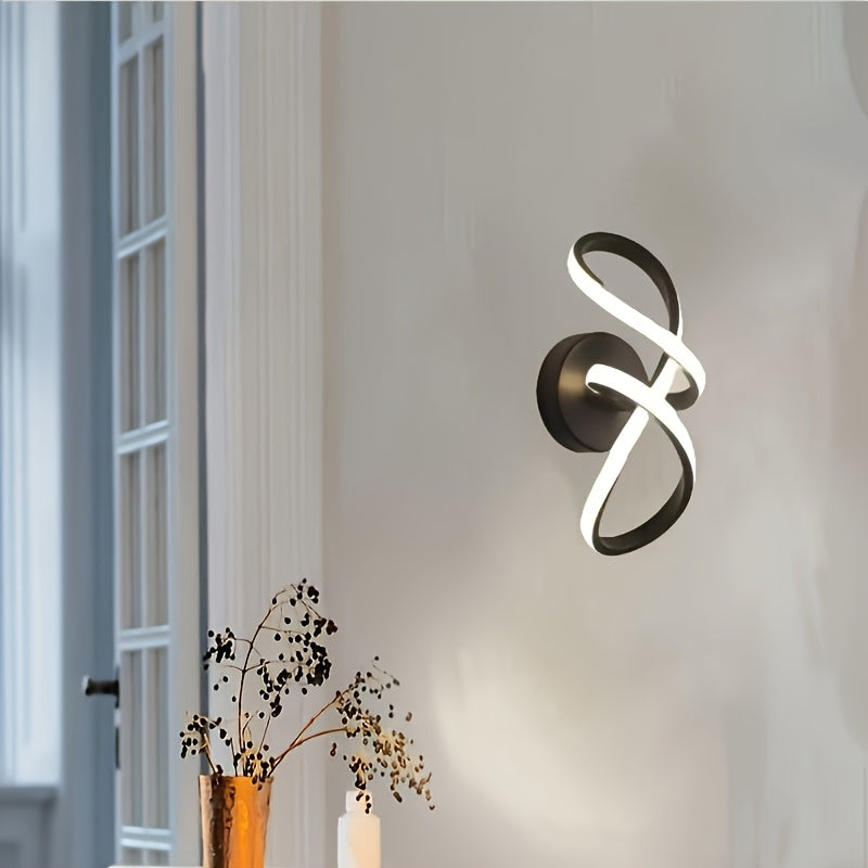 Linterna de pared moderna, fuente de luz LED tricolor en espiral de 18 vatios, 3000-6500K, lámpara de arte para interior, pasillo, galería, dormitorio o sala de estar