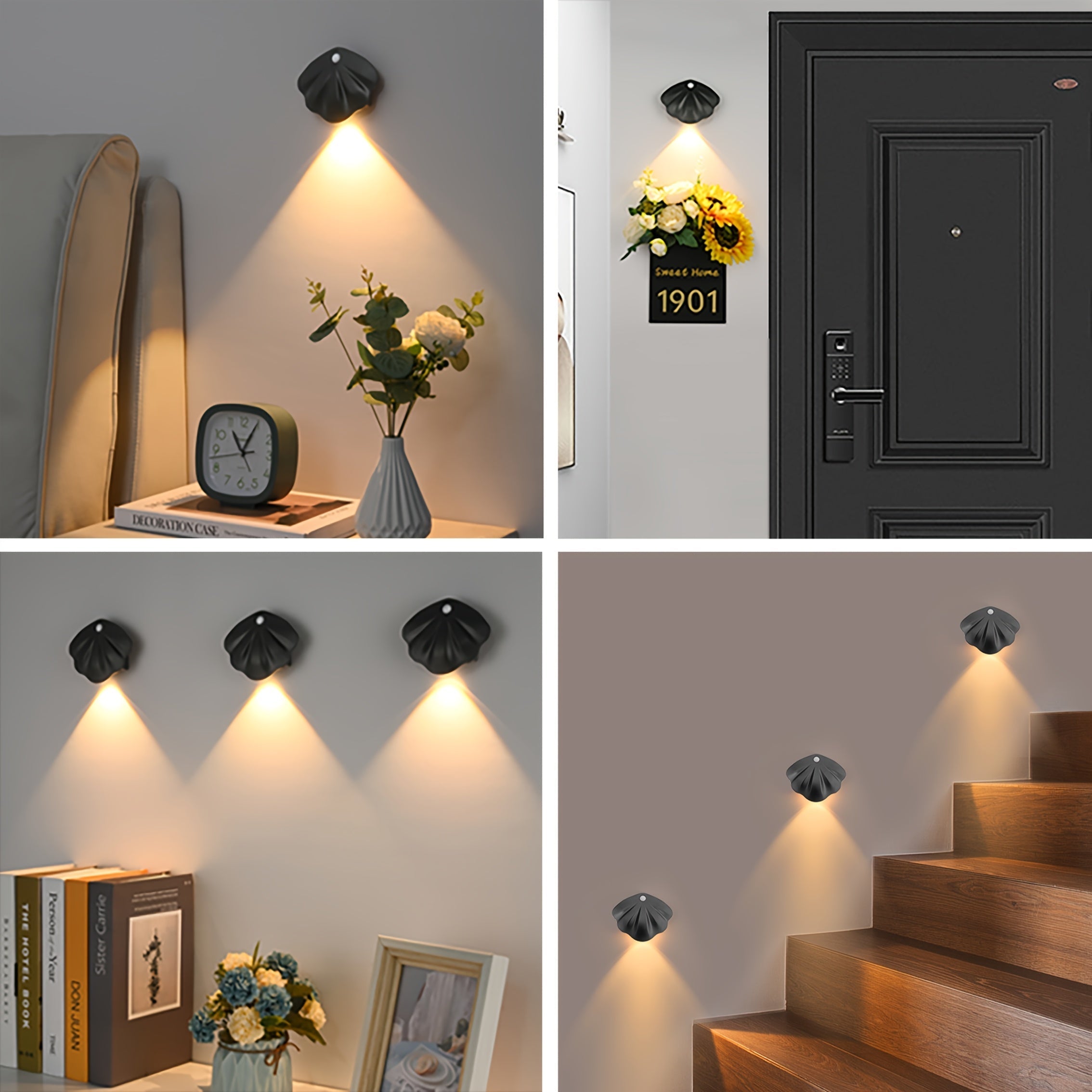 1 pieza de luz de pared moderna con sensor de tacto - Brillo ajustable, alimentado por USB, 3 opciones de color para escaleras, pasillos, galerías, armarios, dormitorios y salas de estar, diseño temático espacial con cielo nocturno estrellado, luz con br
