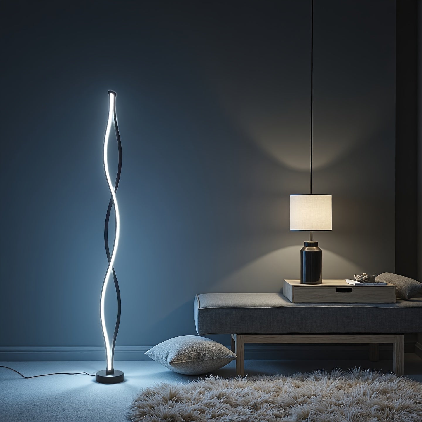 1pc Lámpara de Pie Estilo Nórdico Trenzado, Diseño Artístico Minimalista USB Regulable Cálido y Elegante para Dormitorio, Sala o Escritorio con Luz LED Multifuncional