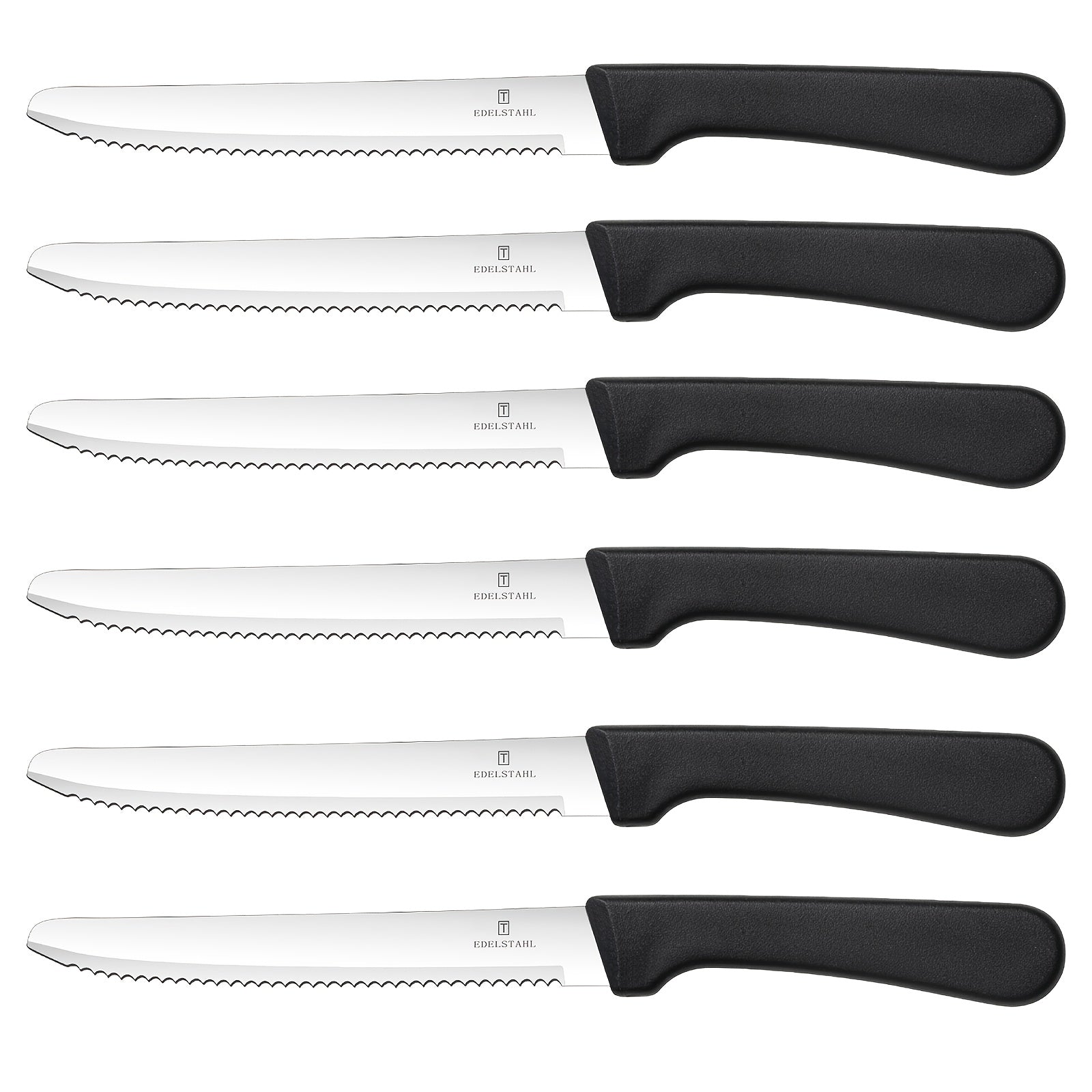 Juego de 6 Cuchillos de Cocina, Juego de 6 Cuchillos para Bistec y Tomate - Acero Inoxidable Premium, Afilados y Duraderos, Ideales para Verduras, Frutas y Pan, Adecuado para Comidas Familiares, Picnic al Aire Libre, Seguro en Lavavajillas