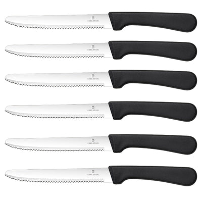 Juego de 6 Cuchillos de Cocina, Juego de 6 Cuchillos para Bistec y Tomate - Acero Inoxidable Premium, Afilados y Duraderos, Ideales para Verduras, Frutas y Pan, Adecuado para Comidas Familiares, Picnic al Aire Libre, Seguro en Lavavajillas