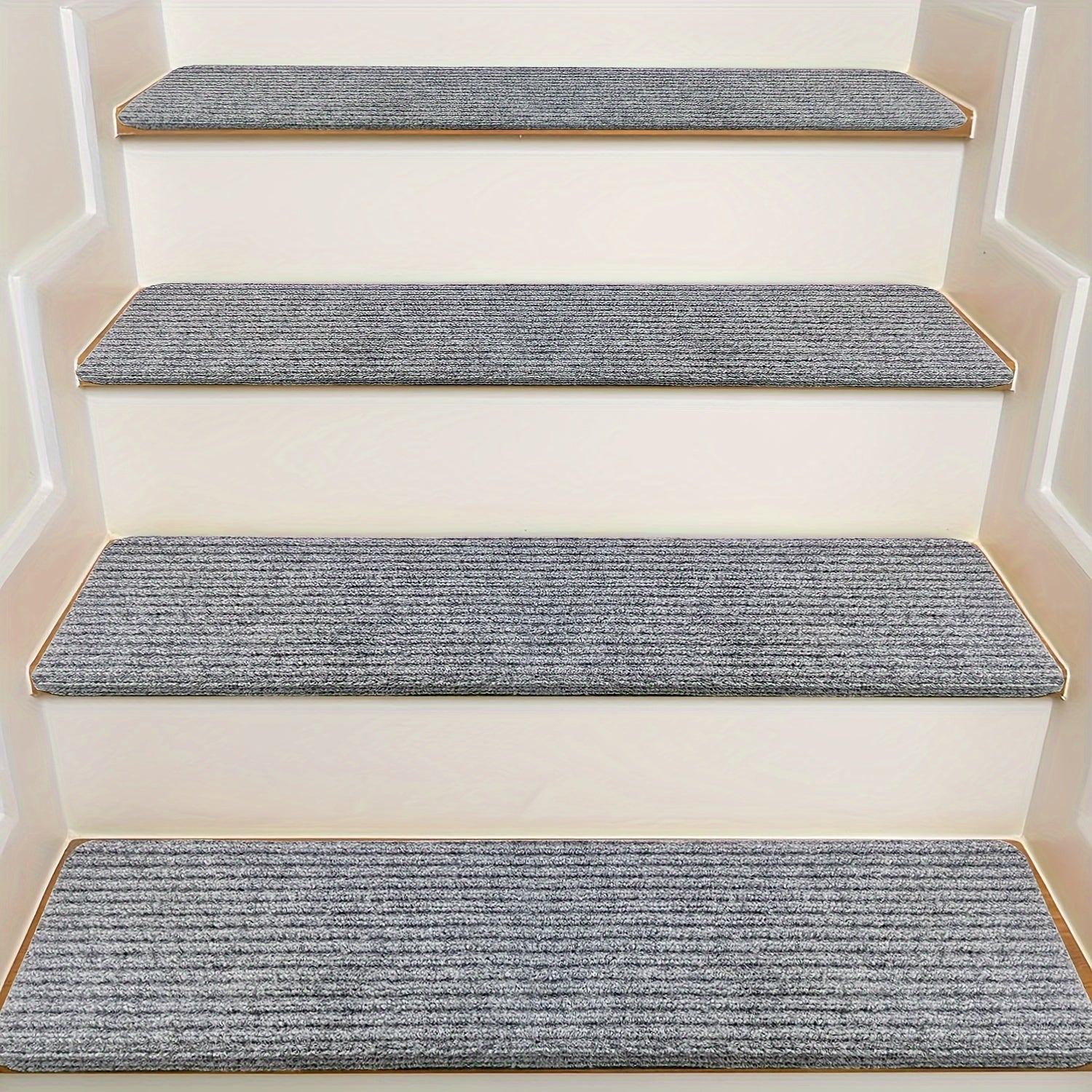 Pedales de escalera de madera para interiores, 5pcs/10pcs de conjunto de alfombras de escalera autoadhesivas antideslizantes, 30x8x1.8 pulgadas (76x20x4.5cm), fáciles de desmontar, antideslizantes y suaves, con adhesivo reutilizable, adecuado para person