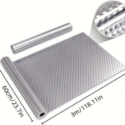 1 Rollo de forros para estantes de cocina, pegatina para respaldo de estufa de cocina, papel tapiz impermeable y a prueba de aceite, papel para forros de estantes de gabinete con pegatina, suministros de cocina, 60*300.0 pulgadas