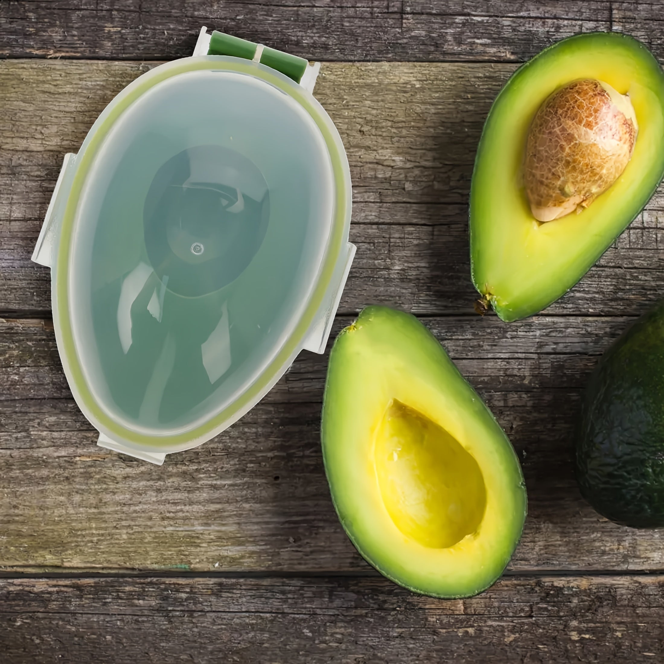 1 contenedor reutilizable para aguacates con tapa abatible, seguro para lavavajillas, recipiente de plástico multiusos para aguacates, huevos y más, forma redonda, no requiere electricidad