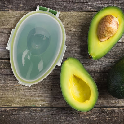 1 contenedor reutilizable para aguacates con tapa abatible, seguro para lavavajillas, recipiente de plástico multiusos para aguacates, huevos y más, forma redonda, no requiere electricidad