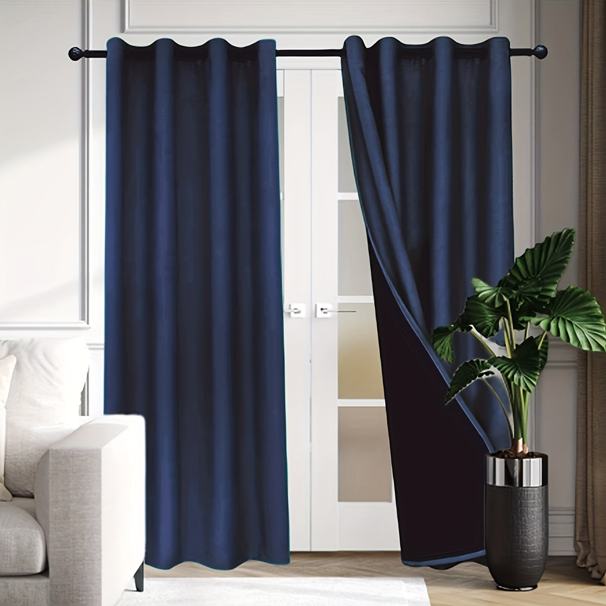 Panel de Cortina BONZER 100% Opaco con Aislamiento Térmico, Top con Ojales para Colgar Fácilmente, Diseño Bicolor Beige y Negro para Sala de Estar o Dormitorio, 1pc, Cortinas Bloqueadoras de Luz | Cortinas Bicolor | Tejido Duradero, BONZER