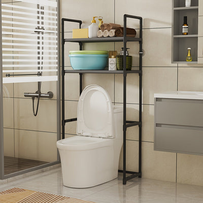 1 pieza, Organizador de baño de metal de varios niveles independiente - Negro elegante, fácil de ensamblar, diseño que ahorra espacio para artículos de tocador y accesorios, organizadores y almacenamiento de baño, estantes