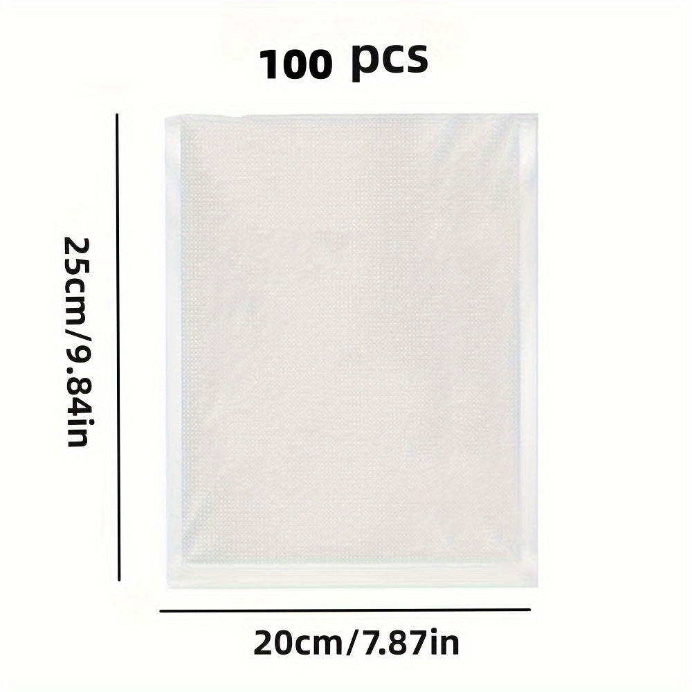 Set de 100 Unidades, Bolsas de vacío de grado alimenticio para máquinas de sellado, ideales para conservar alimentos como cerdo estofado, empanadillas, carne curada y pastel de gelatina de piel de burro. Bolsas comprimidas para el hogar, útiles en la coc