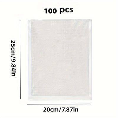 Set de 100 Unidades, Bolsas de vacío de grado alimenticio para máquinas de sellado, ideales para conservar alimentos como cerdo estofado, empanadillas, carne curada y pastel de gelatina de piel de burro. Bolsas comprimidas para el hogar, útiles en la coc