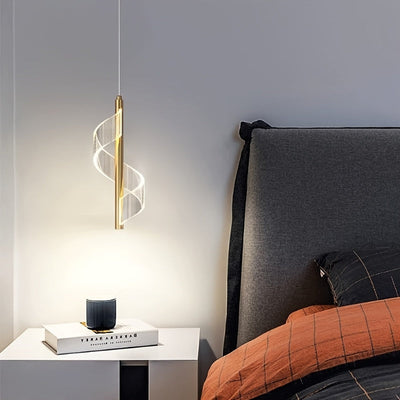Lámpara colgante de acrílico transparente, luz LED regulable, altura ajustable, diseño moderno, lámpara de techo con espiral dorada, ideal para isla de cocina, comedor, sala o habitación, color dorado