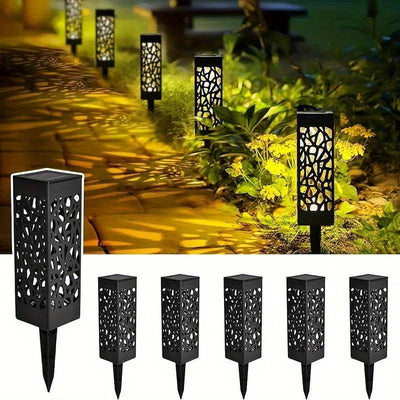 6 luces solares LED para jardín, luces para patio al aire libre, luces de césped con diseño retro hueco, adecuadas para Navidad, jardines, paisajes y céspedes.