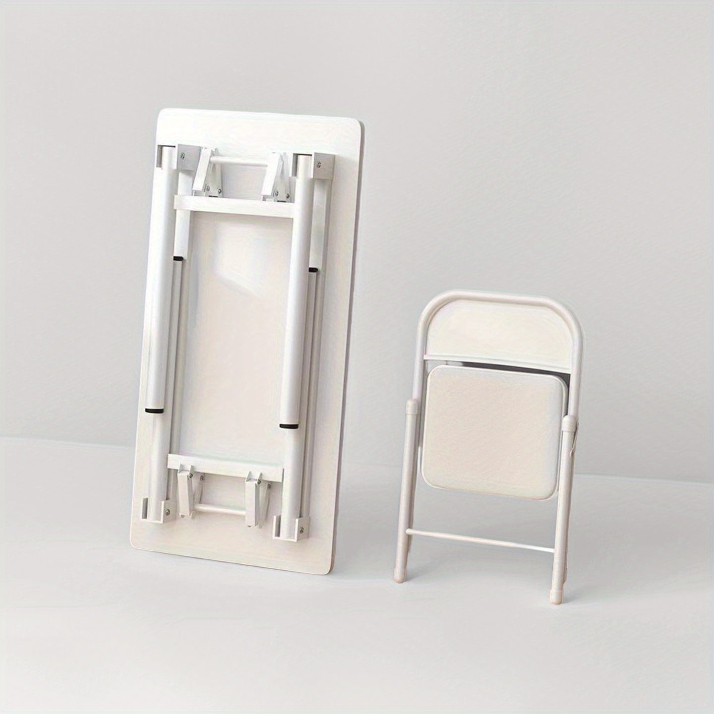 Escribanía plegable blanca moderna - Diseño minimalista y tono blanco, fácil de integrar en diferentes entornos domésticos y de oficina, estructura de madera dura con marco, incluye silla, no requiere energía eléctrica, adecuada para todas las estaciones.