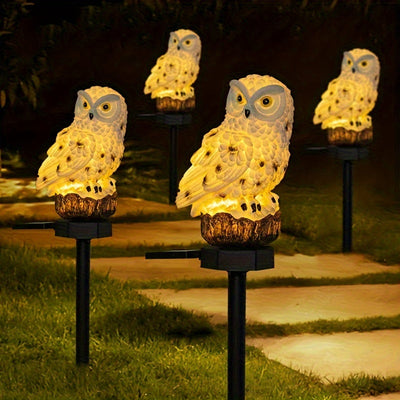 Estatuilla Solar para Exteriores, Decoración de Búho para Jardín, Luz Plástica Ahorradora de Energía con Iluminación LED Temática Animal para Todas las Estaciones, Adorno Navideño y para Césped o Patio