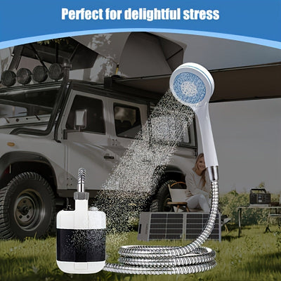 Chorro Portátil para Camping, Viajes en RV y Excursiones Familiares - Ducha Manual con Sistema de Filtración de Agua, Flujo de 4-5 Litros por Minuto