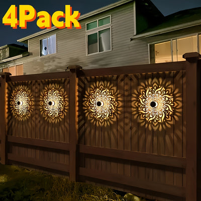 4 piezas, lámpara de pared solar IP65 para exteriores, lámpara de pared exterior con sensor para balcón y terraza, lámpara de decoración para puerta de villa de patio, lámpara de paisaje de jardín de hierro forjado retro, lámpara de proyección hueca