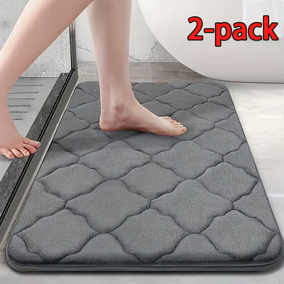 Juego de 2 alfombras antideslizantes para baño, lavables, de poliéster, tejido absorbente rectangular, alfombrillas para pies altamente absorbentes, tapete antideslizante para baño