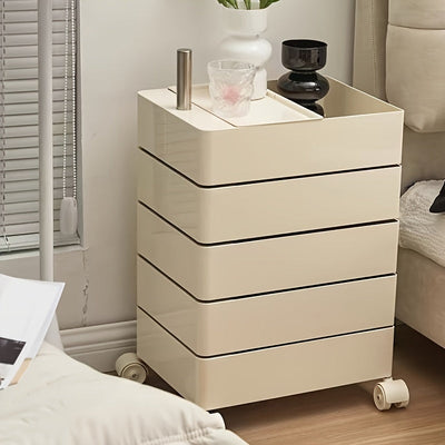 Carrito organizador rodante de 5 niveles con ruedas, estilo escandinavo - Organizador versátil sin necesidad de ensamblaje para oficina, sala o cocina | Plástico resistente al agua, diseño multifuncional, cajas de almacenamiento para organizar