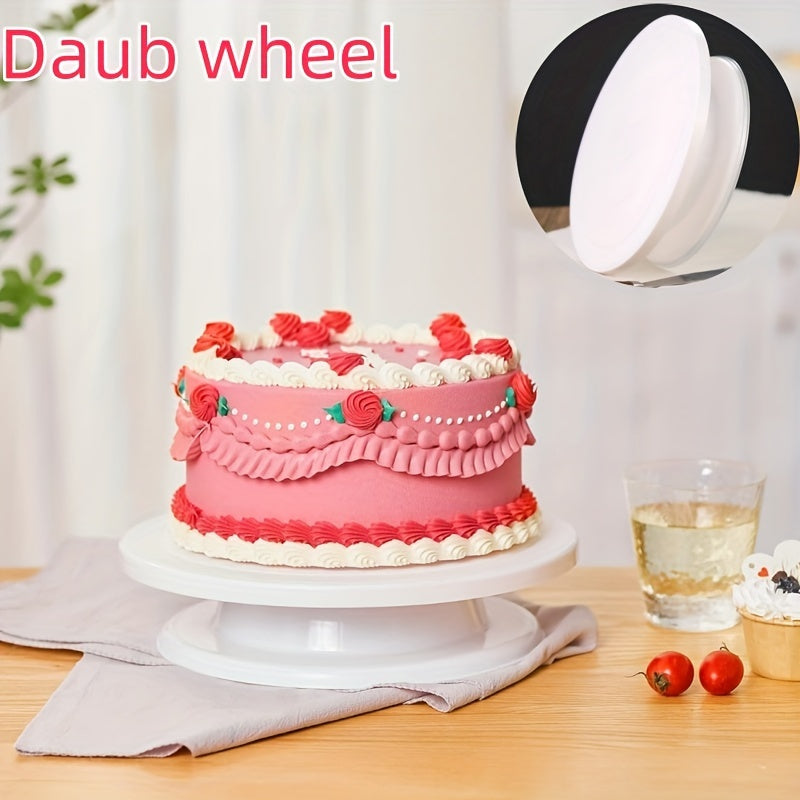 1pc SHAON Tornamesa de plástico para tartas con base blanca - Ideal para glasear, decorar y pintar tartas - Perfecto para hornear en casa y uso profesional, Esenciales para hornear | Soporte decorativo para tartas | Base duradera para tartas, Suministros