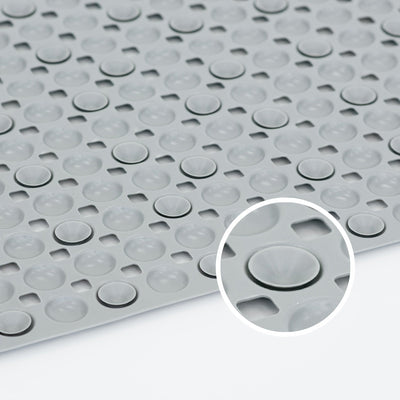 1pc Alfombra Antideslizante para Bañera con Agujeros de Drenaje y Ventosas - PVC Duradero, Alfombra Antideslizante para Ducha, Gris Claro con Puntos Blancos, Lavable a Máquina para Seguridad en el Baño de Casa, Tapete de Baño