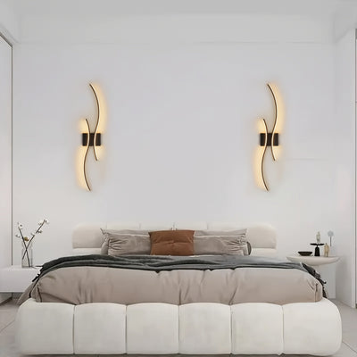 Lámpara de pared LED moderna con brillo y temperatura de color ajustables - Diseño lineal rotativo para dormitorio, sala de estar, fondo de sofá - Acabado metálico y acrílico, instalación fácil, no requiere batería, iluminación de sala de estar | Lámpara