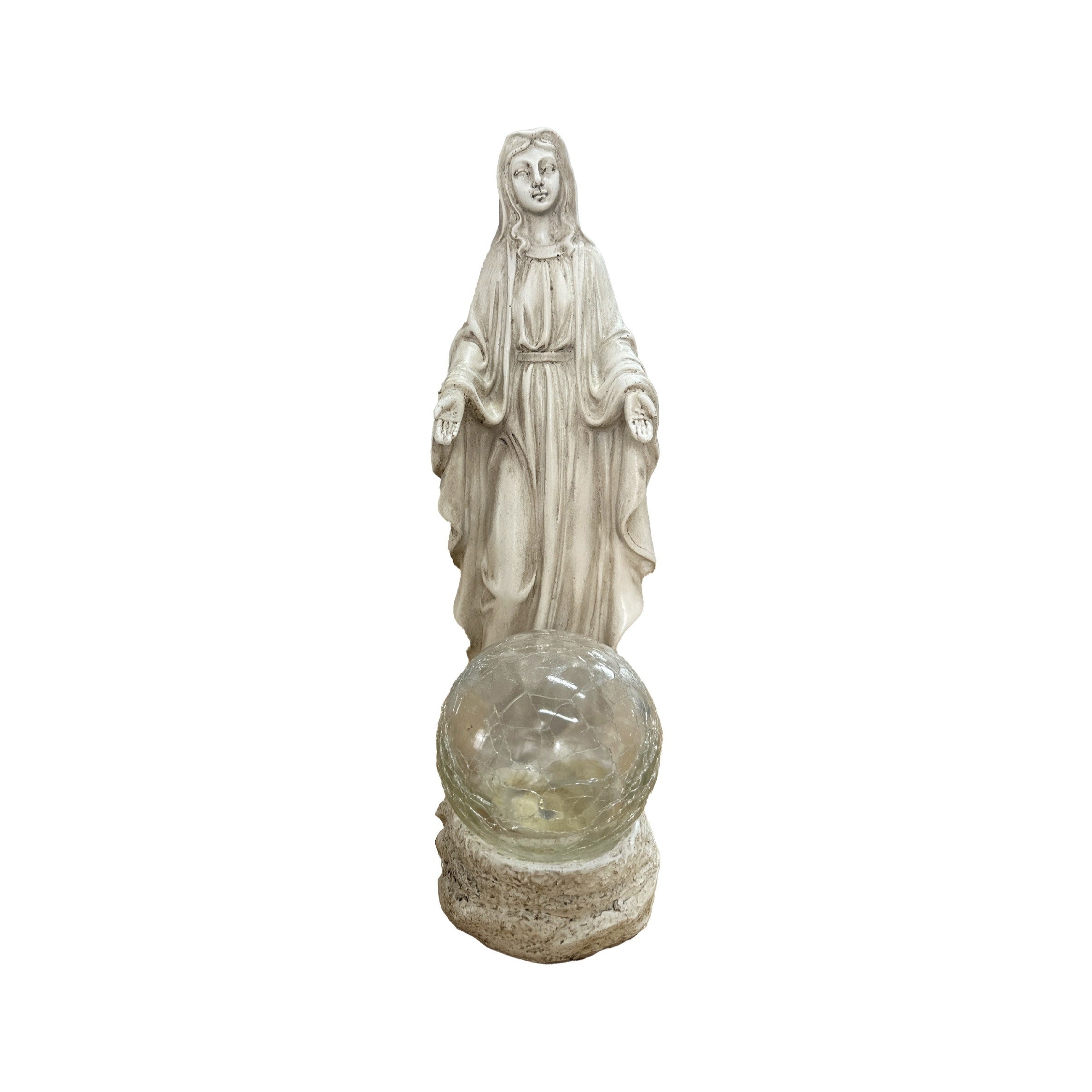 Estátua de la Virgen María Oasis Solar, arte de resina, adorno de jardín autosoportante, tema de Natividad festivo para patio, césped, balcón, estanque, decoración de Navidad, Pascua, Janucá, Acción de Gracias, batería de níquel de 200mAh