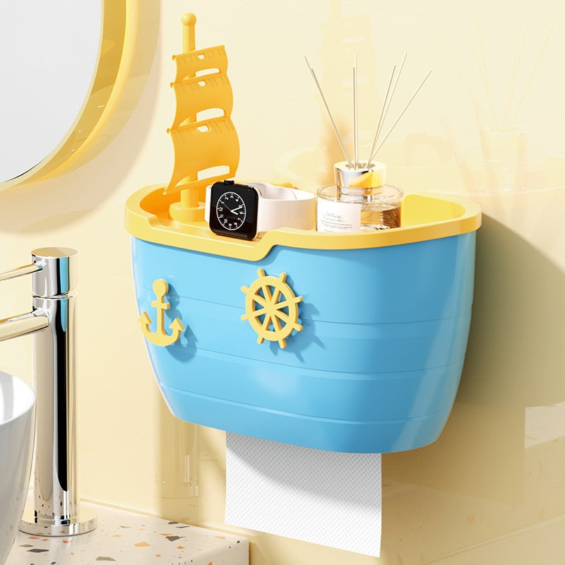 Porta Papel Higiénico Impermeable y Duradero para Baño con Diseño de Barco a Vela, Estilo Moderno