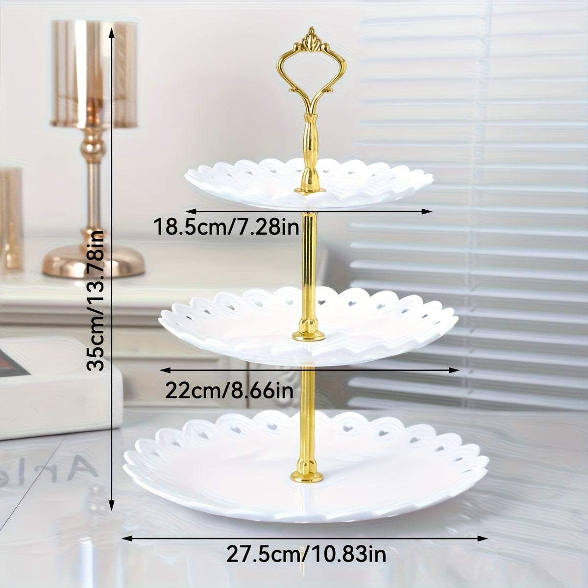 Juego de 6 piezas con 2 bases para cupcakes de 3 niveles, 2 bases para pasteles de 2 niveles y 2 bandejas - Set de repisa para postres en blanco/negro, ideal para cumpleaños, regalos para novias, fiestas, bodas, reuniones de té y buffets