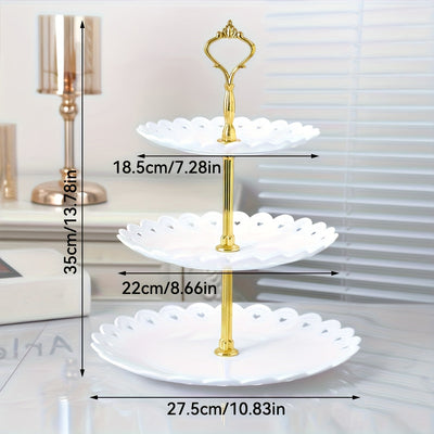 Juego de 6 piezas con 2 bases para cupcakes de 3 niveles, 2 bases para pasteles de 2 niveles y 2 bandejas - Set de repisa para postres en blanco/negro, ideal para cumpleaños, regalos para novias, fiestas, bodas, reuniones de té y buffets