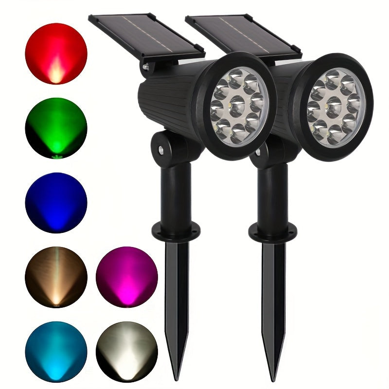 Juego de focos solares decorativos de 9 LED para jardín, ahorradores de energía, con base ajustable y cristales decorativos, ideal para exteriores, patio, balcón, césped, caminería, villa, área de juegos y decoración de Halloween