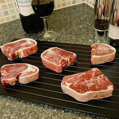 Plato de descongelación rápida para alimentos congelados, carnes, frutas - Plato de descongelación rápida de aluminio, bandeja de descongelación, gadget de cocina Master