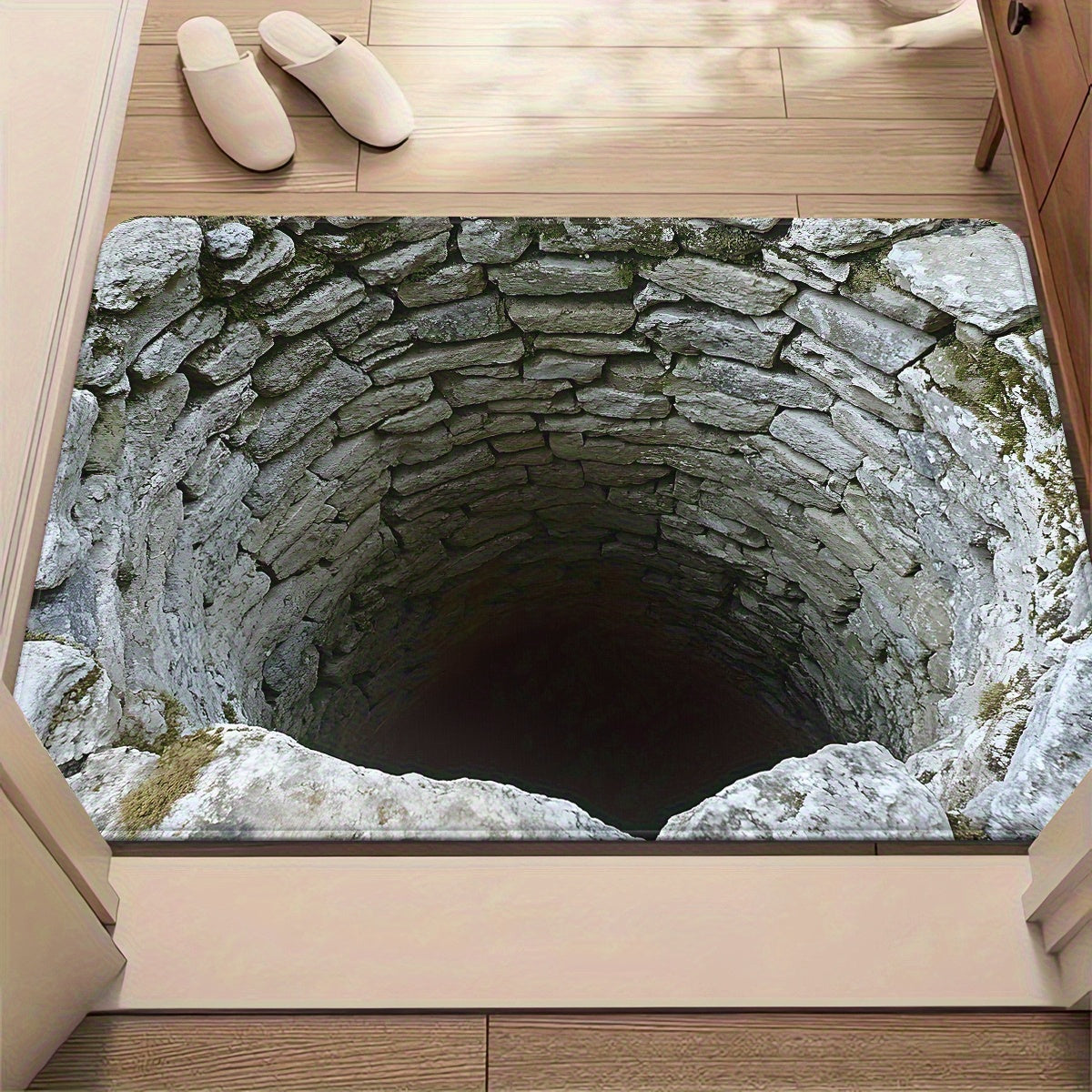 1pc de felpudo con diseño de ilusión óptica abismo infinito, ideal para baños, dormitorios, entradas de salón, camping y picnics | Diseño visual | Alfombrillas para hogar y baño
