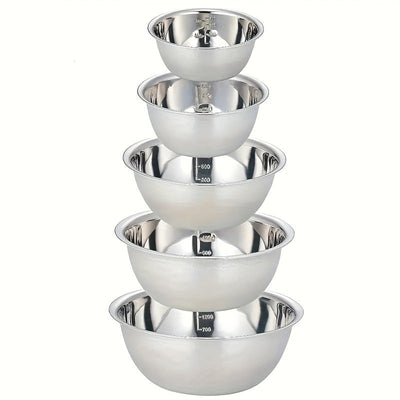 Juego de 5 tazones de acero inoxidable con base antideslizante, duraderos y seguros para alimentos, para uso en la cocina