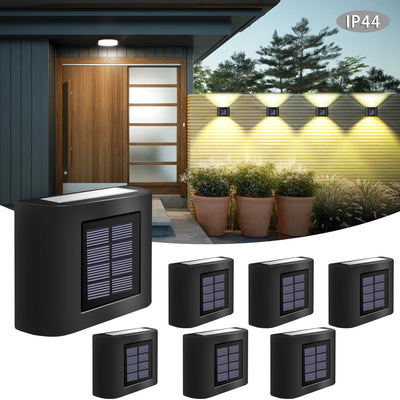 4 unidades de luces de valla de 6 LED alimentadas por energía solar para jardín, disponibles en blanco cálido o blanco frío, perfectas para patios al aire libre, céspedes de jardín, vallas de patio, entradas de vehículos y decoraciones de fiestas.