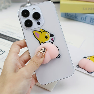 1/2/4 piezas de juguetes de alivio de presión para trasero de perro lindo - Silicona, pegatinas anticolisión para teléfonos, refrigeradores, coches y tabletas - Diseño de dibujos animados lindo, previene arañazos y colisiones