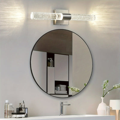 Aplique Moderno para Baño Aplique Plateado Iluminación de Pared Aplique de Pared LED de Cristal 39.88 cm 5000K Aplique de Tocador de Baño Montado en Pared Vertical y Horizontal para Dormitorio y Sala de Estar