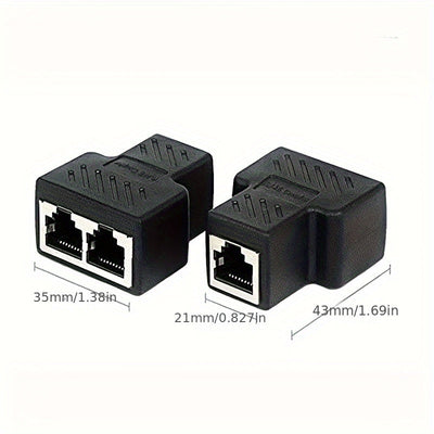 Adaptador Divisor RJ45, Conector de Red USB 1 a 2 Doble Enchufe Ethernet LAN 8P8C Cable Extensor para Cat5, Cat5e, Cat6, Cat7