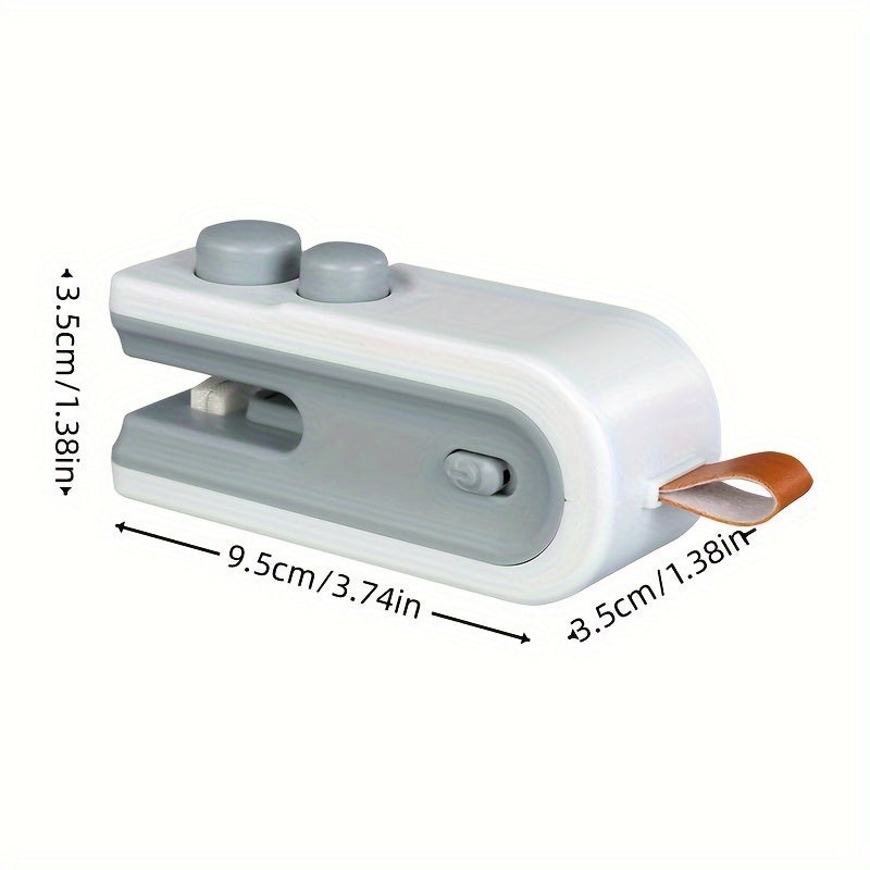Máquina selladora de bolsas de aperitivos portátil mini blanca, selladora de calor 2 en 1 recargable con cortador, adecuada para volver a sellar bolsas de plástico y mantener los alimentos frescos, selladora compacta con cuchilla, selladora de vacío con