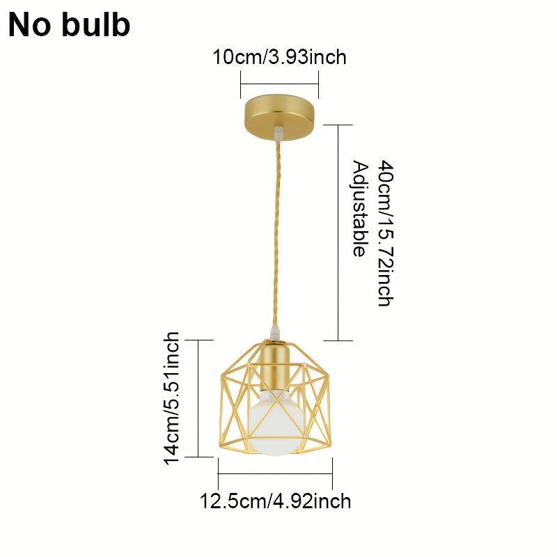 Lámpara colgante nórdica moderna geométrica de hierro fundido, montaje semiempotrado, compatible con focos E27 (sin focos incluidos), para comedor, isla de cocina y decoración contemporánea, diseño minimalista, acabado metálico, construcción duradera