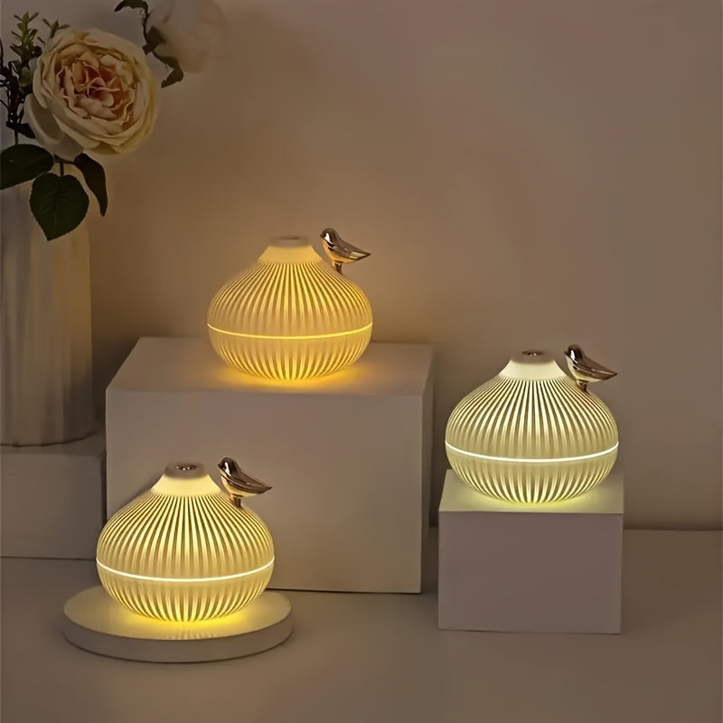 1pc Humidificador ultrasónico en forma de pájaro, capacidad de 300 ml, difusor de aroma silencioso, adecuado para el hogar y la oficina, alimentado por USB, material plástico para varios tipos de habitaciones, voltaje de funcionamiento ≤36 V