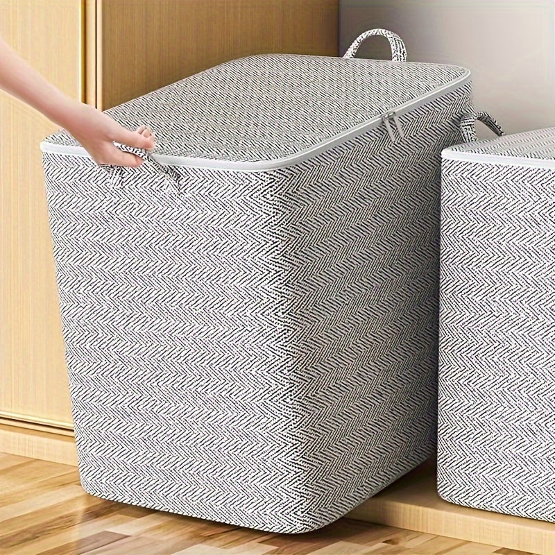 Juego de 3 Cajas de Almacenamiento Modernas con Diseño en Cuadros - Organizador Rectangular Multiusos de 110.0 L, Antipolvo y con Doble Cremallera y Asas, Adecuado para Ropa, Mantas, Mudanzas y Viajes, Almacenamiento Debajo de la Cama