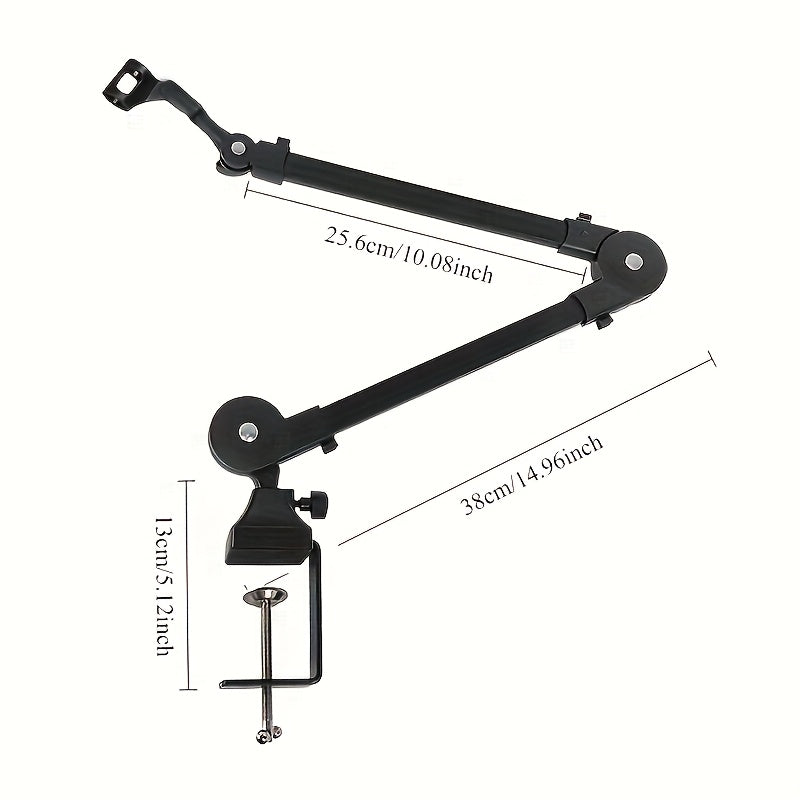 Kit de soporte de micrófono de hierro negro versátil - Sin muelle, brazo ajustable, incluye clips y conector XLR, ideal para grabación, transmisión, podcasting, juegos, etc., accesorio de micrófono